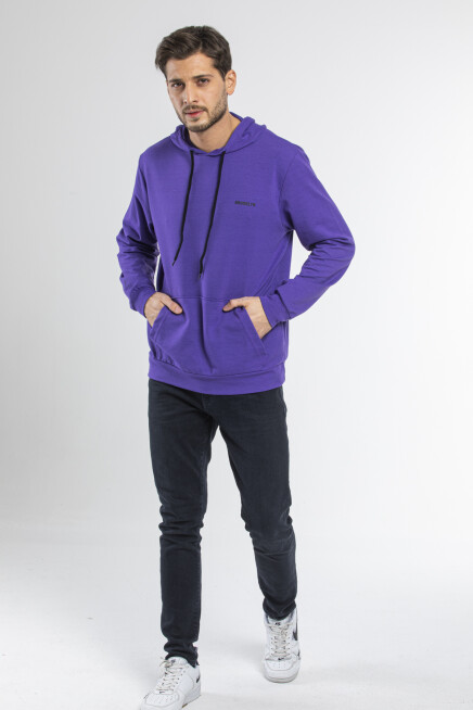 Süperlife Kapşonlu Uzun Kollu Baskılı Dar Kalıp İnce Erkek Sweatshirt SPR 2019K61