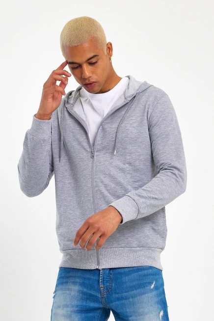 Süperlife Erkek Kapşonlu Regular Fit Yan Cepli İnce Hırka SPR 20K62