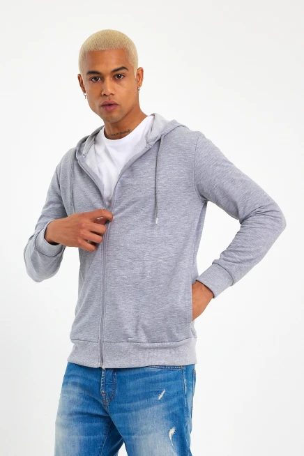 Süperlife Erkek Kapşonlu Regular Fit Yan Cepli İnce Hırka SPR 20K62