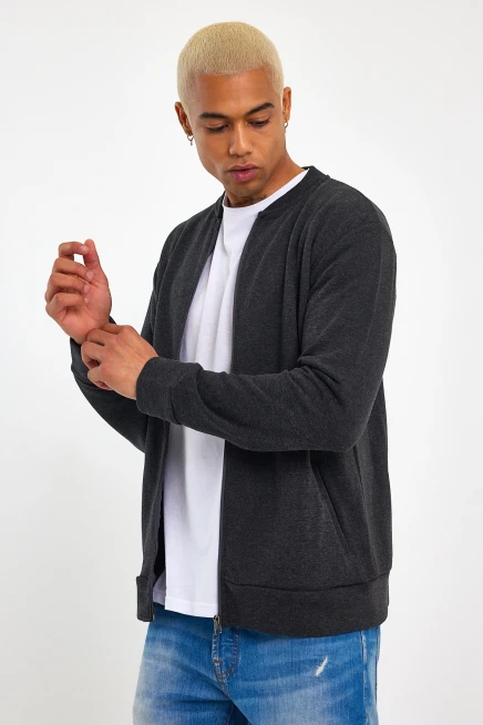 Süperlife Erkek Kalın Floda Cepli Regular Fit İnce Hırka SPR 20K63