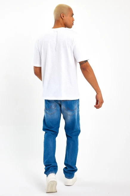 Süperlife Erkek Bisiklet Yaka Slim Fit Californıa  Baskılı  Tişort SPR21Y22