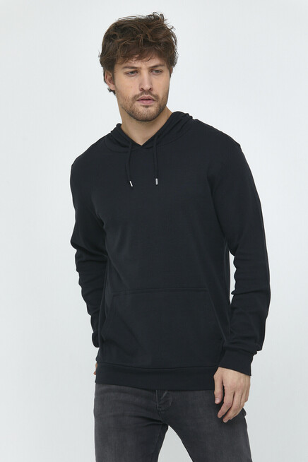 Erkek Kapüşonlu Slim Fit Basic Sweatshirt SPR22SW925