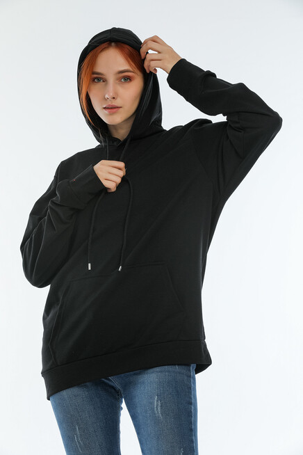 Süperlife Kadın Kapüşonlu Oversize Brooklyn Baskılı İnce Sweatshirt SPR22SWK161