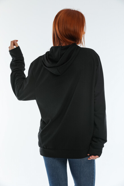 Süperlife Kadın Kapüşonlu Oversize Brooklyn Baskılı İnce Sweatshirt SPR22SWK161