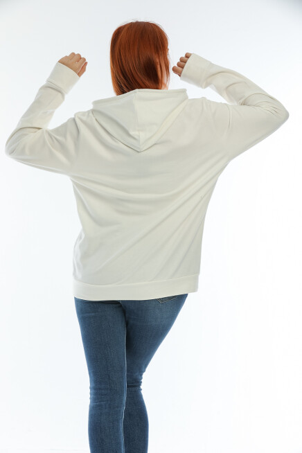 Süperlife Kadın Kapüşonlu Oversize Brooklyn Baskılı İnce Sweatshirt SPR22SWK161