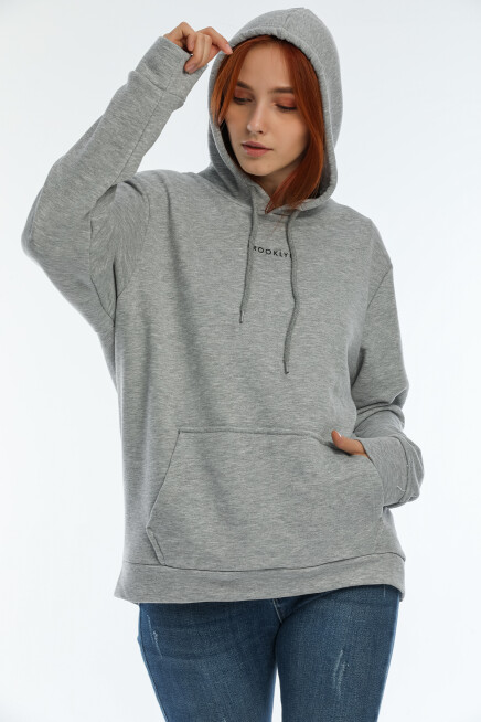 Süperlife Kadın Kapüşonlu Oversize Brooklyn Baskılı İnce Sweatshirt SPR22SWK161