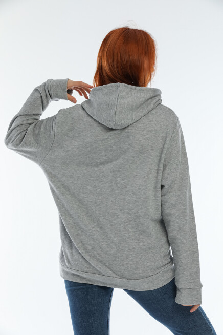 Süperlife Kadın Kapüşonlu Oversize Brooklyn Baskılı İnce Sweatshirt SPR22SWK161