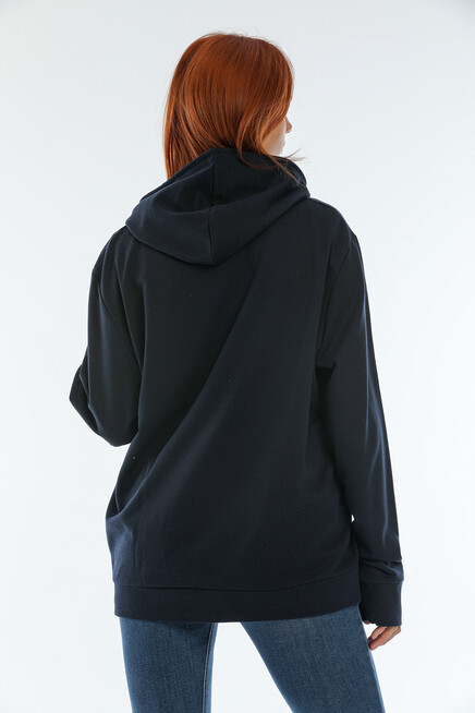 Süperlife Kadın Kapüşonlu Oversize Brooklyn Baskılı İnce Sweatshirt SPR22SWK161