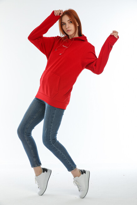 Süperlife Kadın Kapüşonlu Oversize Brooklyn Baskılı İnce Sweatshirt SPR22SWK161