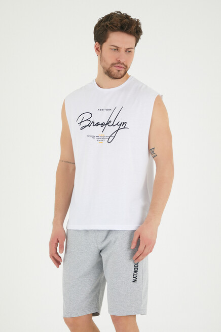 Süperlife Erkek Bisiklet Yaka Regular Fit Brooklyn Baskılı Tişört SPR22TS115