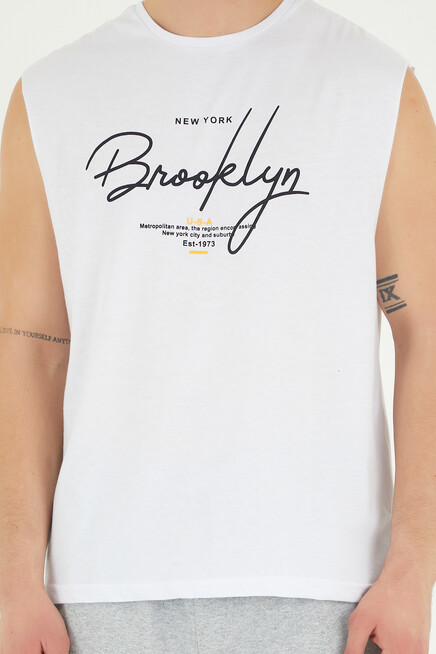 Süperlife Erkek Bisiklet Yaka Regular Fit Brooklyn Baskılı Tişört SPR22TS115