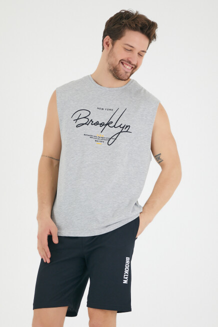 Süperlife Erkek Bisiklet Yaka Regular Fit Brooklyn Baskılı Tişört SPR22TS115