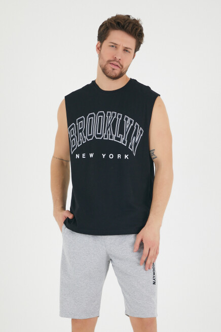 Süperlife Erkek Bisiklet Yaka Regular Fit  Brooklyn Baskılı  Tişört SPR22TS116
