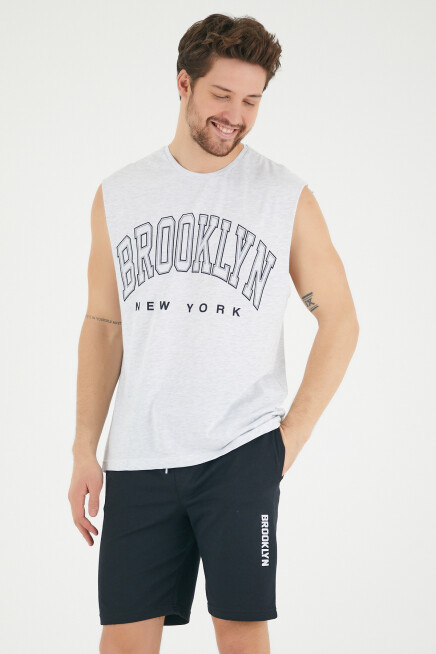 Süperlife Erkek Bisiklet Yaka Regular Fit  Brooklyn Baskılı  Tişört SPR22TS116