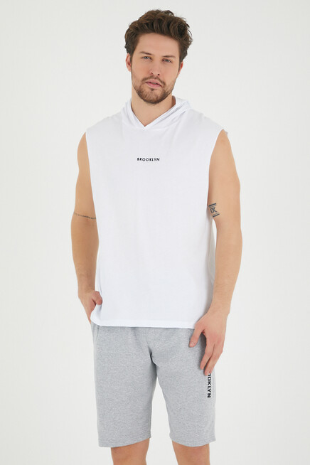 Süperlife Erkek Kapşonlu Regular Fit Brooklyn Baskılı Tişört SPR22TS121