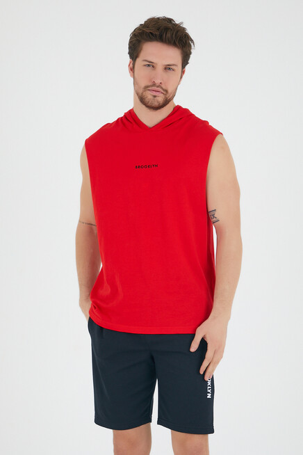 Süperlife Erkek Kapşonlu Regular Fit Brooklyn Baskılı Tişört SPR22TS121