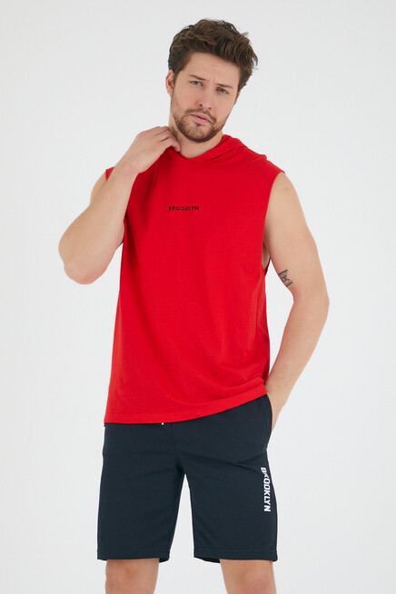 Süperlife Erkek Kapşonlu Regular Fit Brooklyn Baskılı Tişört SPR22TS121