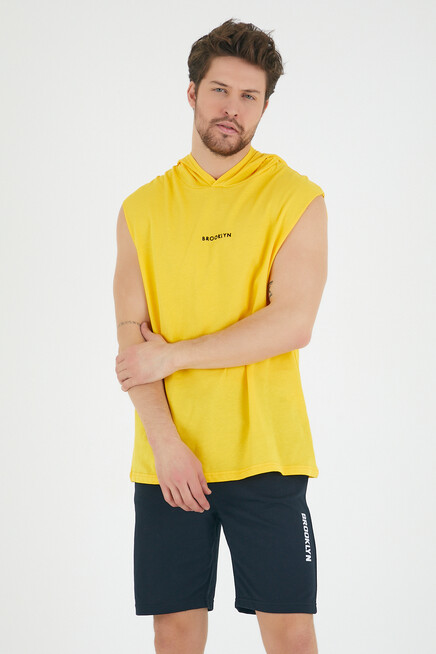 Süperlife Erkek Kapşonlu Regular Fit Brooklyn Baskılı Tişört SPR22TS121