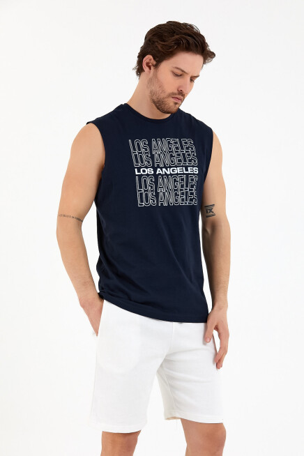 Süperlife Erkek Bisiklet Yaka Regular Fit  Los Angeles Baskılı Tişort SPR22TS123