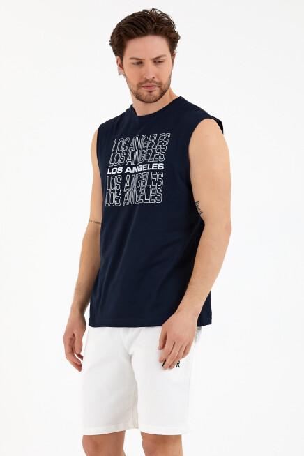 Süperlife Erkek Bisiklet Yaka Regular Fit  Los Angeles Baskılı Tişort SPR22TS123