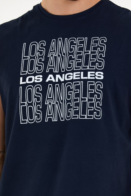 Süperlife Erkek Bisiklet Yaka Regular Fit  Los Angeles Baskılı Tişort SPR22TS123