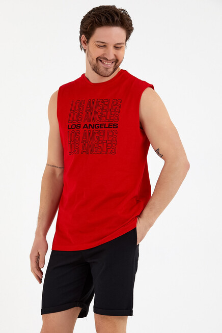 Süperlife Erkek Bisiklet Yaka Regular Fit  Los Angeles Baskılı Tişort SPR22TS123