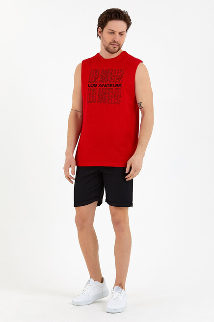 Süperlife Erkek Bisiklet Yaka Regular Fit  Los Angeles Baskılı Tişort SPR22TS123