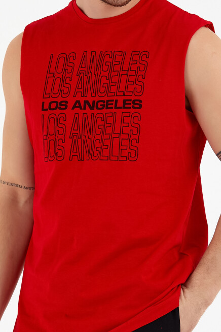 Süperlife Erkek Bisiklet Yaka Regular Fit  Los Angeles Baskılı Tişort SPR22TS123