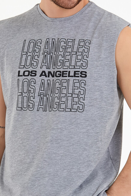 Süperlife Erkek Bisiklet Yaka Regular Fit  Los Angeles Baskılı Tişort SPR22TS123