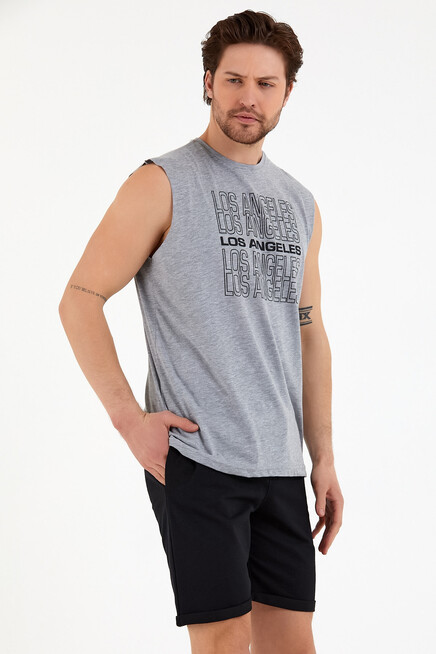 Süperlife Erkek Bisiklet Yaka Regular Fit  Los Angeles Baskılı Tişort SPR22TS123