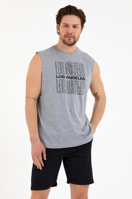 Süperlife Erkek Bisiklet Yaka Regular Fit  Los Angeles Baskılı Tişort SPR22TS123