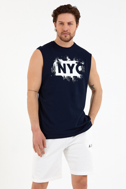 Süperlife Erkek Bisiklet Yaka Regular Fit NYC Baskılı Tişort SPR22TS124