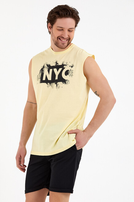 Süperlife Erkek Bisiklet Yaka Regular Fit NYC Baskılı Tişort SPR22TS124