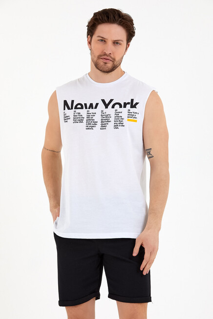 Süperlife Erkek Bisiklet Yaka Regular Fit New York Baskılı Tişort SPR22TS125