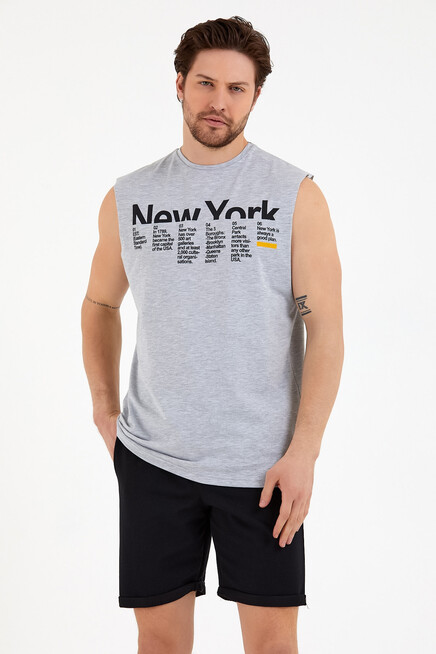 Süperlife Erkek Bisiklet Yaka Regular Fit New York Baskılı Tişort SPR22TS125