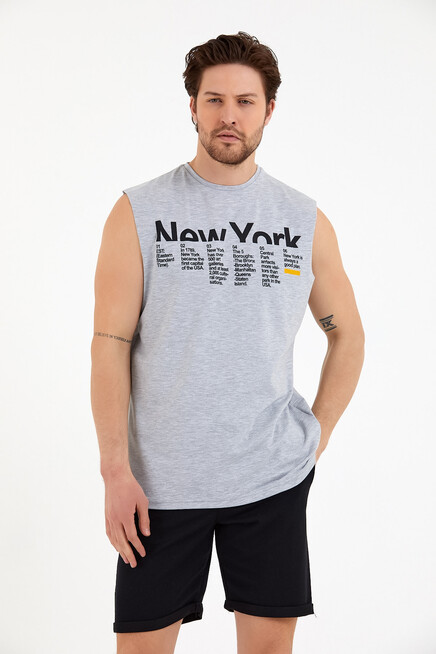 Süperlife Erkek Bisiklet Yaka Regular Fit New York Baskılı Tişort SPR22TS125