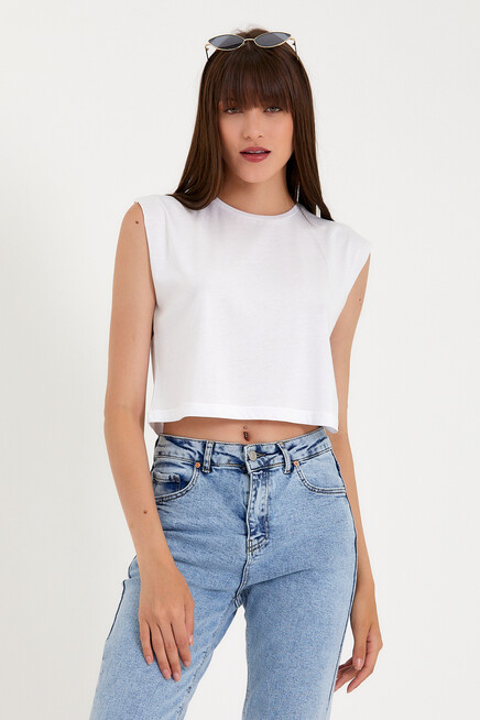 Süperlife Kadın Regular Fit Crop Tişort SPR22TSK128