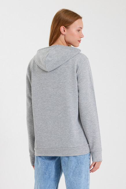 Süperlife Kadın Kapşonlu Regular Fit El Yazılı Brooklyn Baskılı İnce Sweatshirt SPR23SWk361