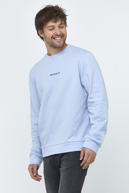 Süperlife Erkek Bisiklet Yaka Regular Fit Brooklyn Baskılı İnce Sweatshirt SPR22SW132