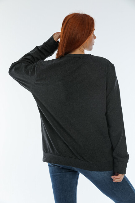 Süperlife Kadın Bisiklet Yaka Oversize Fit Brooklyn Baskılı Sweatshirt SPR22SWK030