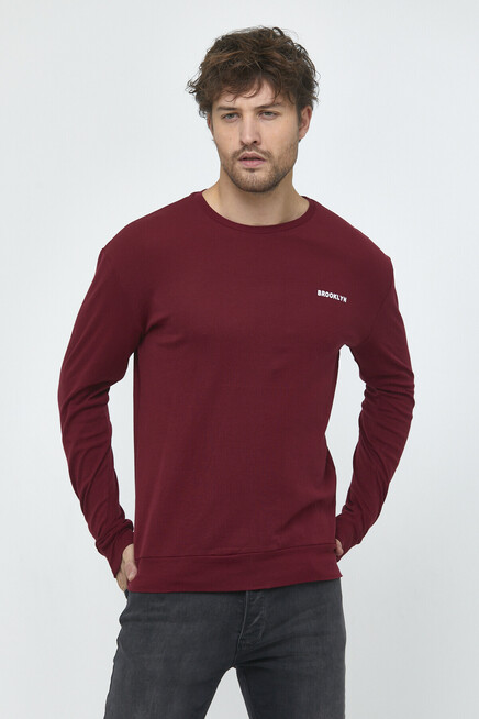 Süperlife Bisiklet Yaka Uzun Kollu Dar Kalıp İnce  Erkek Sweatshirt SPR2019K18