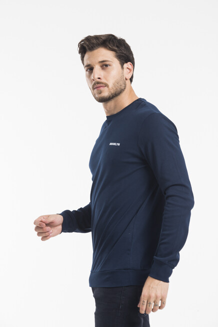 Süperlife Bisiklet Yaka Uzun Kollu Dar Kalıp İnce  Erkek Sweatshirt SPR2019K18