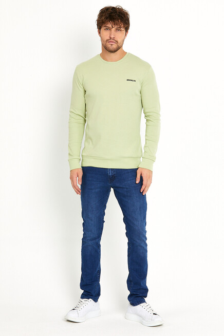 Süperlife Bisiklet Yaka Uzun Kollu Dar Kalıp İnce  Erkek Sweatshirt SPR2019K18