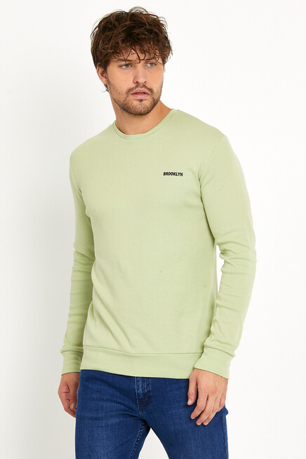 Süperlife Bisiklet Yaka Uzun Kollu Dar Kalıp İnce  Erkek Sweatshirt SPR2019K18