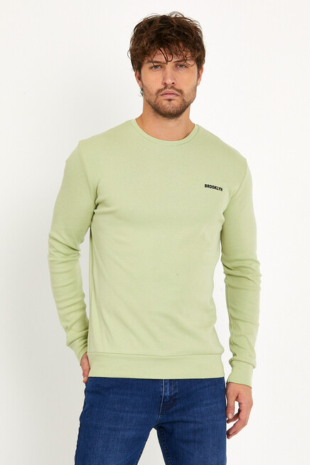 Süperlife Bisiklet Yaka Uzun Kollu Dar Kalıp İnce  Erkek Sweatshirt SPR2019K18