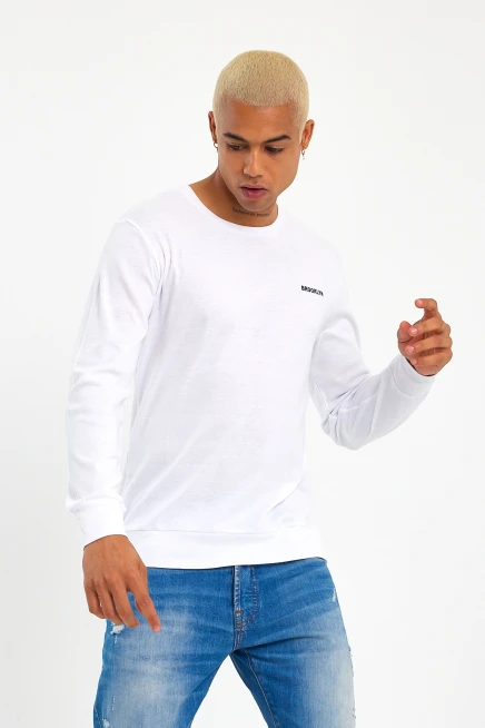 Süperlife Bisiklet Yaka Uzun Kollu Dar Kalıp İnce  Erkek Sweatshirt SPR2019K18