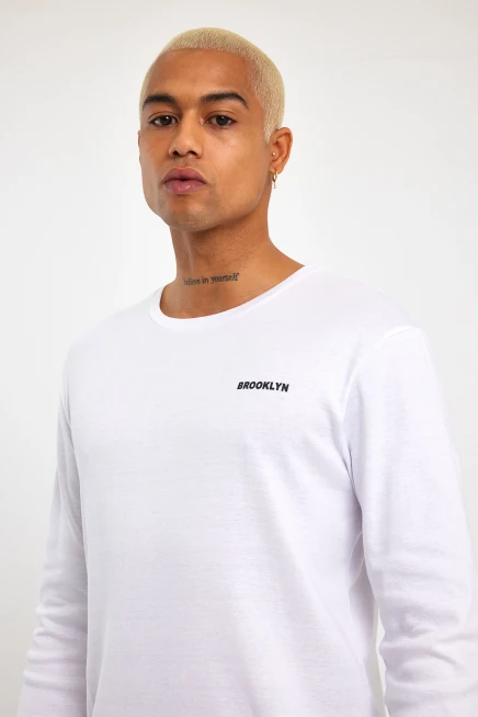 Süperlife Bisiklet Yaka Uzun Kollu Dar Kalıp İnce  Erkek Sweatshirt SPR2019K18