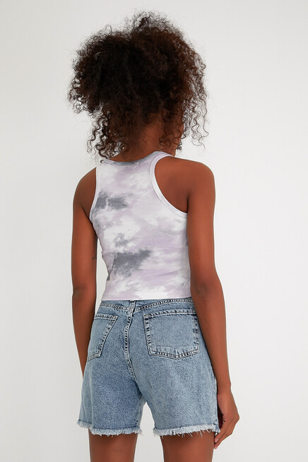 Süperlife Kadın Crop Örme Arkası Yüksek Yaka Slim Fit  Atlet-Tişort SPR21Y11