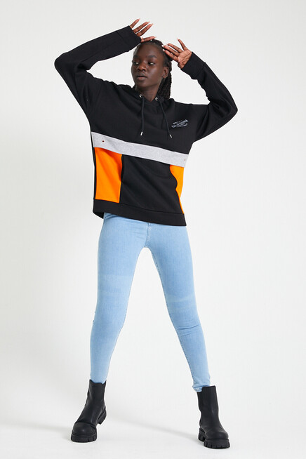 Kadın Kapşonlu Oversize Fit Garnili Sweatshirt SPR22SWK169