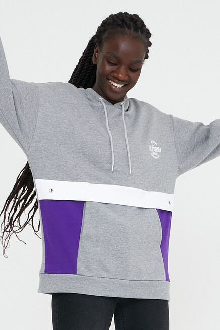 Kadın Kapşonlu Oversize Fit Garnili Sweatshirt SPR22SWK169